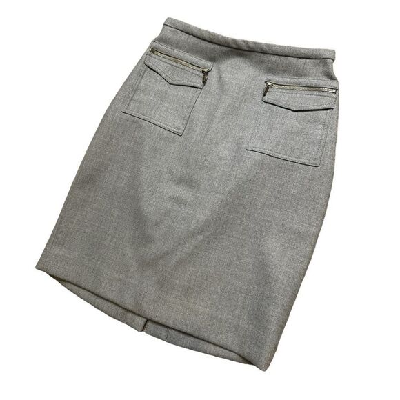 J. Crew Earthy Gray  100% Wool Front Zip Pocket Detail Pencil Skirt Size 12P - Picture 3 of 9